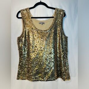 Anne Klein Gold Sequin Tank Top